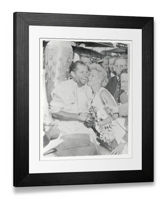 Framed Print : Dinah Shore Kissing Bob Sweikert Framed Print : Dinah Shore Kissing Bob Sweikert