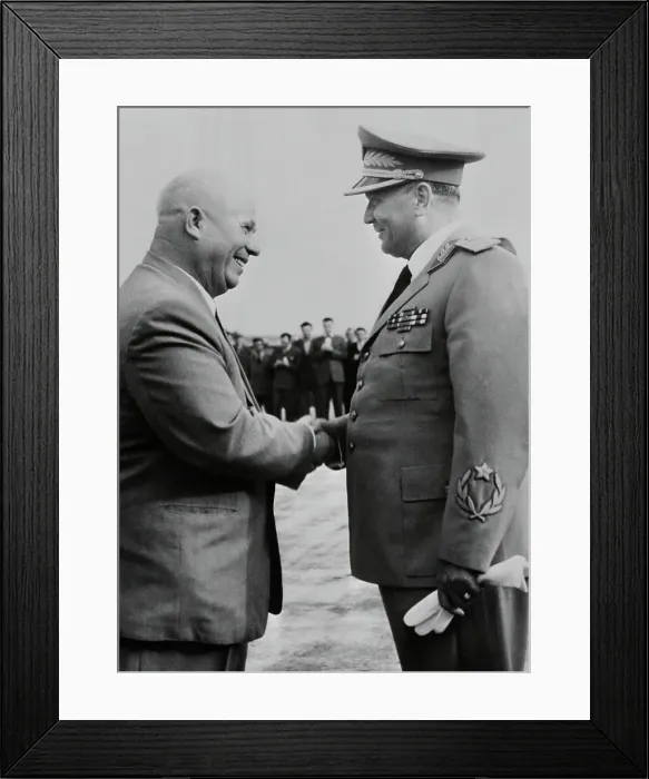 Framed Print : Leader Nikita Khrushchev Shaking Hands With Marshal Tito Framed Print : Leader Nikita Khrushchev Shaking Hands With Marshal Tito