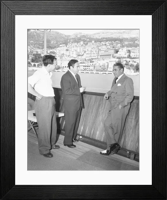 Framed Print : Aristotle Onassis and Friends Standing Boat With Press Personnel Framed Print : Aristotle Onassis and Friends Standing Boat With Press Personnel