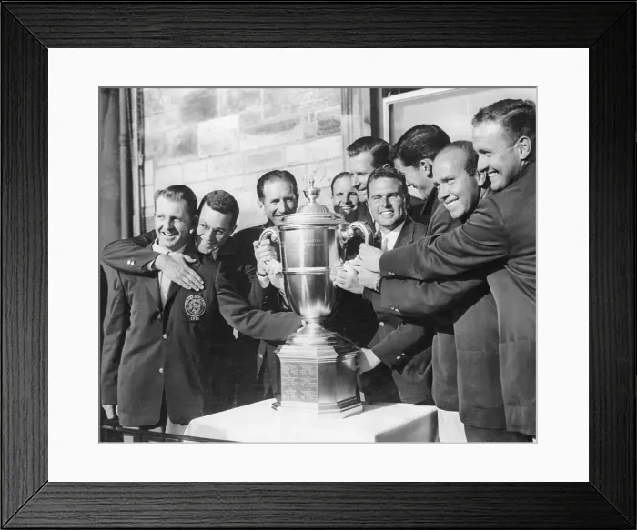 Framed Print : American Golfers Holding Trophy Framed Print : American Golfers Holding Trophy