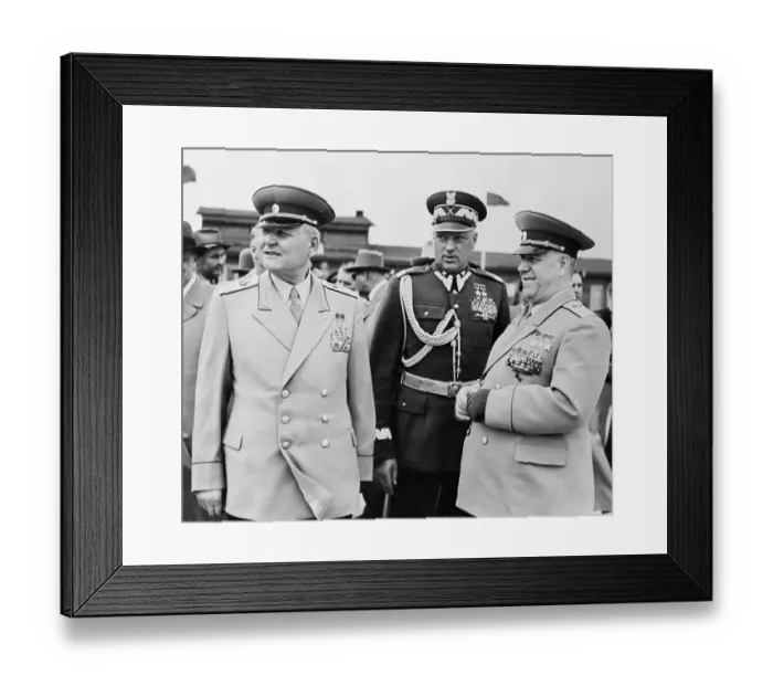 Framed Print : Ivan Koniev Conversing with Georghai Zukov and Kenstenty Rokessovski Framed Print : Ivan Koniev Conversing with Georghai Zukov and Kenstenty Rokessovski