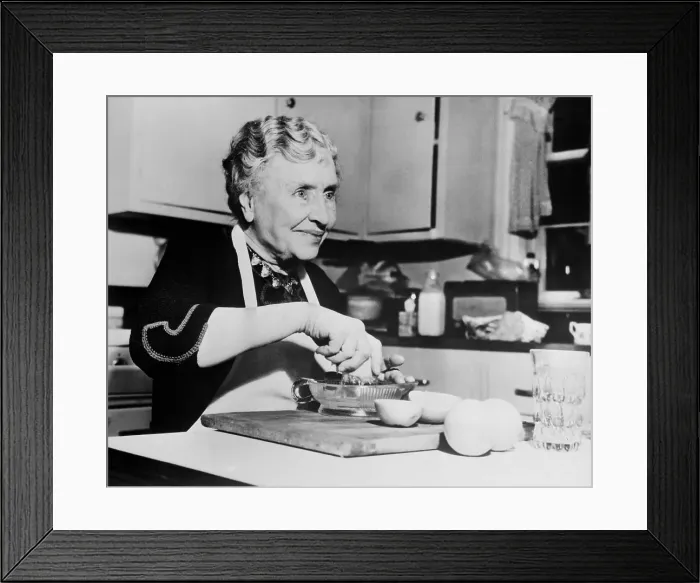 Framed Print : Helen Keller Working in the Kitchen Framed Print : Helen Keller Working in the Kitchen