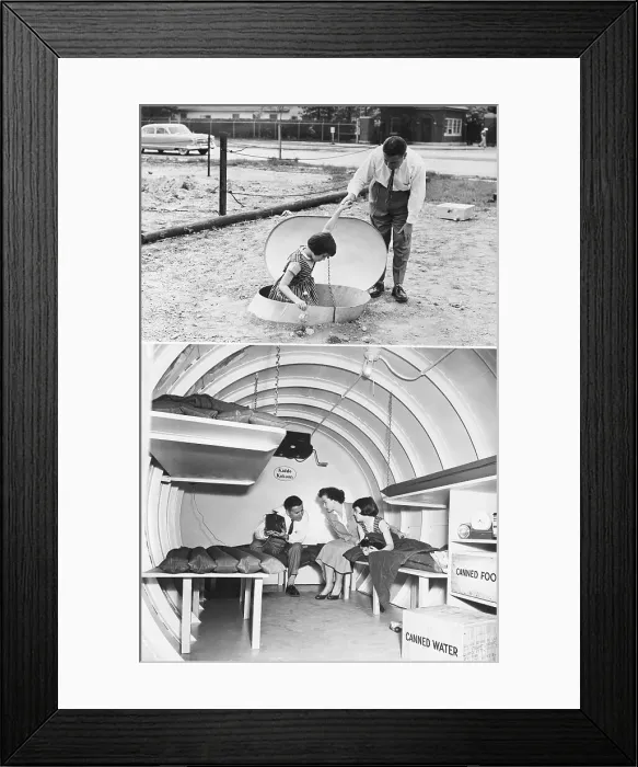 Framed Print : Family In Fall Out Shelter Framed Print : Family In Fall Out Shelter