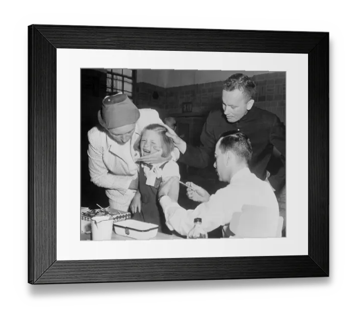 Framed Print : Doctor Vaccinating a Child Framed Print : Doctor Vaccinating a Child