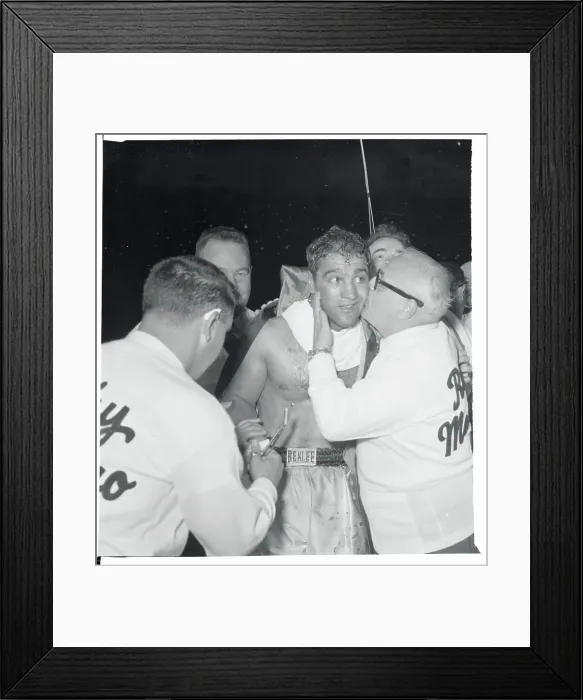 Framed Print : Rockey Marciano Being Congratulated for Win Framed Print : Rockey Marciano Being Congratulated for Win