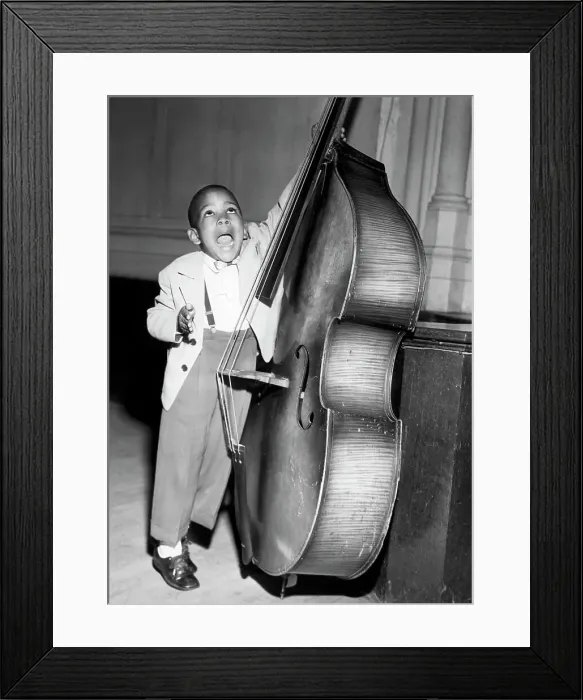 Framed Print : 4-Yr-Old Boy Playing Bass