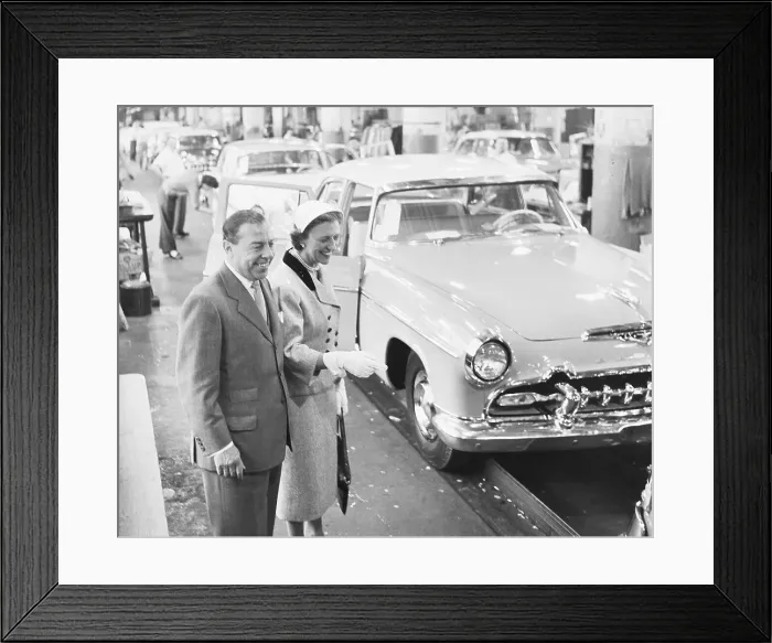 Framed Print : Luis DeSoto and Wife at Automobile Plant Framed Print : Luis DeSoto and Wife at Automobile Plant