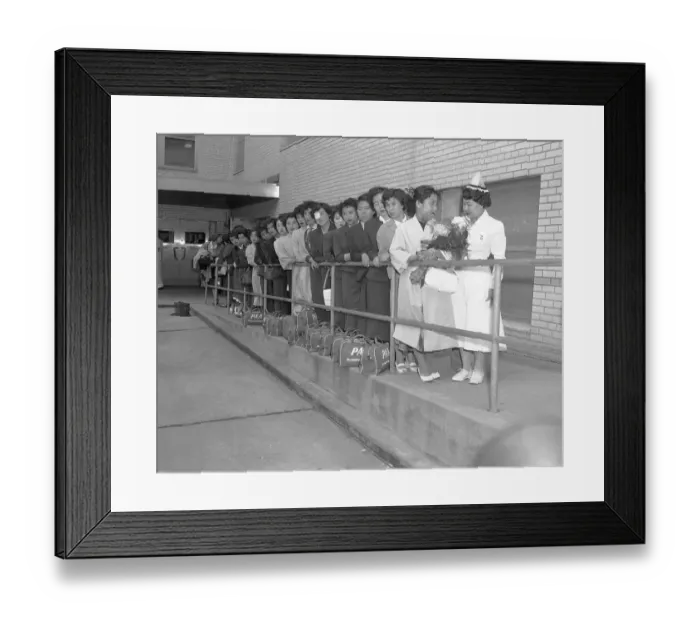 Framed Print : Women Waiting in Line Framed Print : Women Waiting in Line
