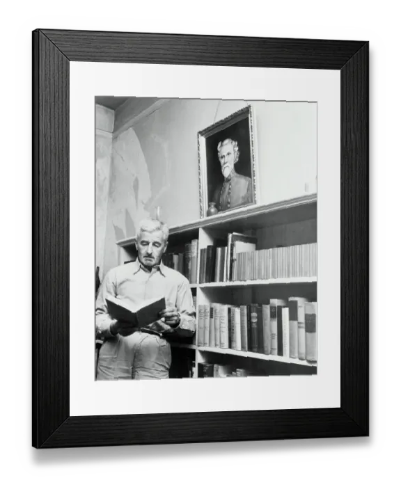 Framed Print : William Faulkner Reading Book in Home Framed Print : William Faulkner Reading Book in Home
