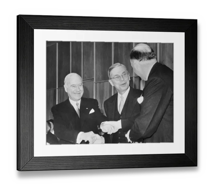Framed Print : James Conant Shaking Hands with Andre Francois-Poncet and Frederick Hoyer-Millar Framed Print : James Conant Shaking Hands with Andre Francois-Poncet and Frederick Hoyer-Millar