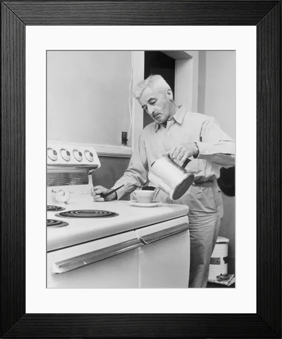 Framed Print : William Faulkner Pouring Coffee Framed Print : William Faulkner Pouring Coffee