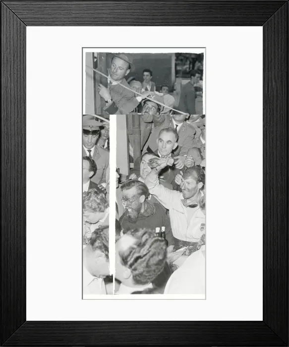 Framed Print : Stirling Moss and Fiance Surrounded by Fans Framed Print : Stirling Moss and Fiance Surrounded by Fans