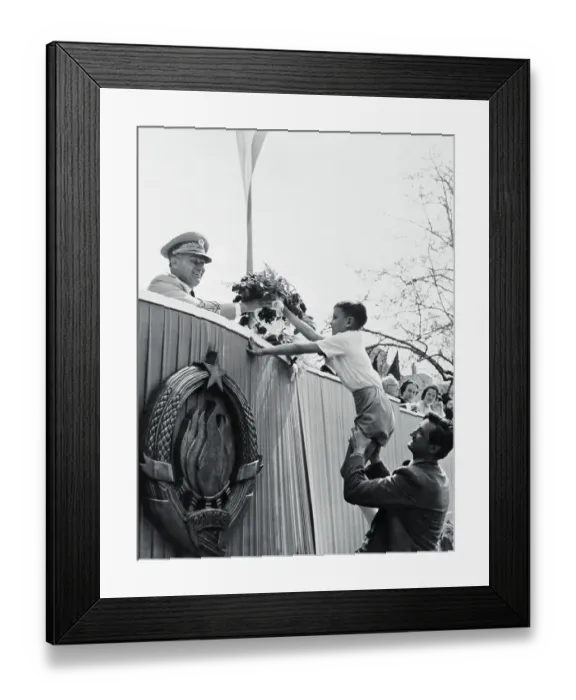 Framed Print : Boy Giving Flowers to Josip Broz Tito Framed Print : Boy Giving Flowers to Josip Broz Tito