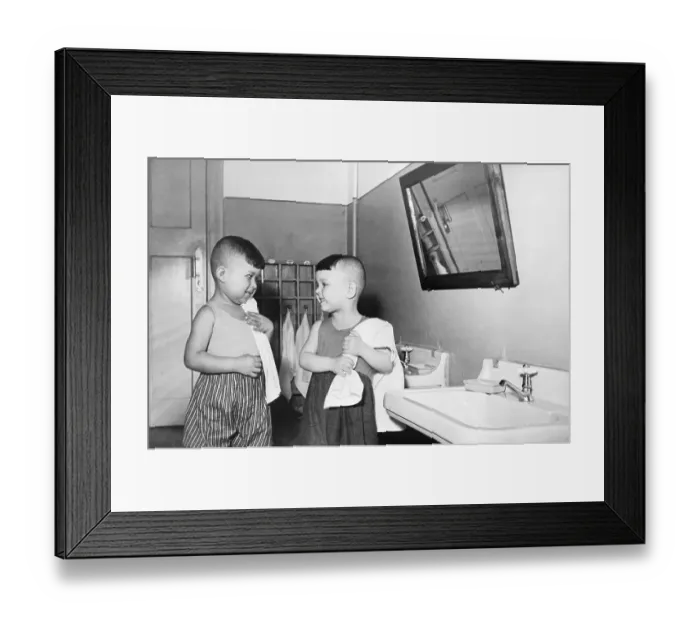 Framed Print : Russian Kindergarten Children in Bathroom Framed Print : Russian Kindergarten Children in Bathroom