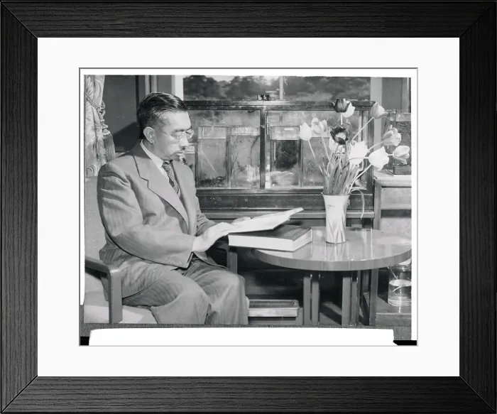 Framed Print : Emperor Hirohito Reading a Book Framed Print : Emperor Hirohito Reading a Book