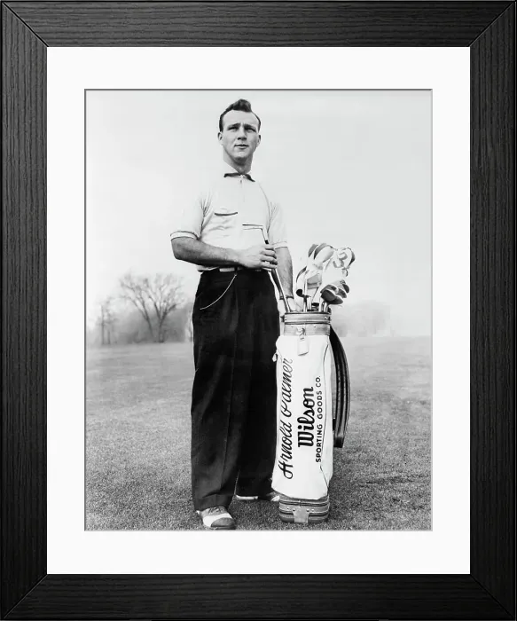 Framed Print : Golfer Arnold Palmer Holding Wilson Clubs and Bag Framed Print : Golfer Arnold Palmer Holding Wilson Clubs and Bag