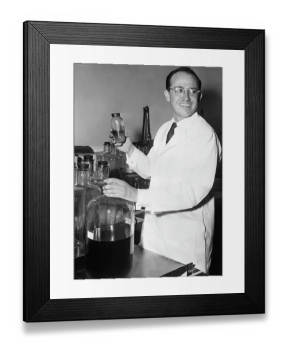 Framed Print : Jonas Salk in his Laboratory Framed Print : Jonas Salk in his Laboratory