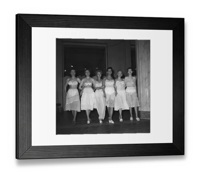Framed Print : Women Modeling Nylon Lingerie Framed Print : Women Modeling Nylon Lingerie