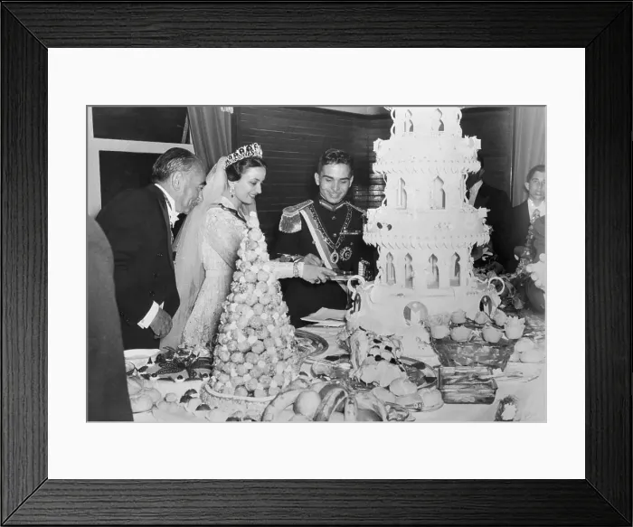 Framed Print : Queen Dina of Jordan Cutting Wedding Cake Framed Print : Queen Dina of Jordan Cutting Wedding Cake