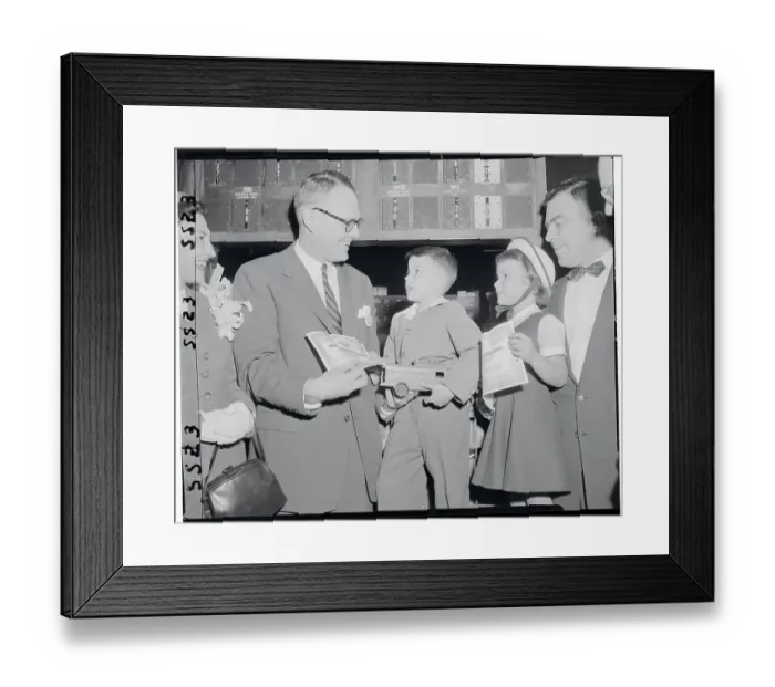 Framed Print : Children Receiving AT&T Shares Framed Print : Children Receiving AT&T Shares