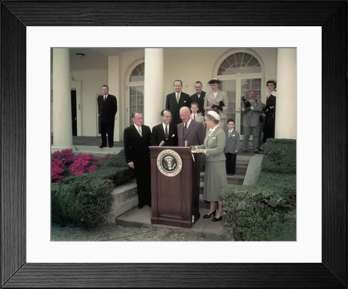 Framed Print : Jonas Salk Receiving Award from Eisenhower