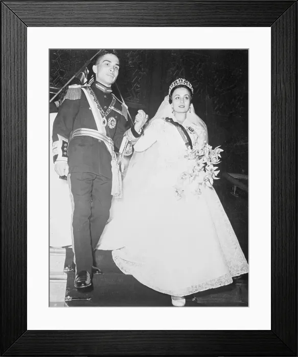 Framed Print : King Hussein Holding Hands with Wife Framed Print : King Hussein Holding Hands with Wife