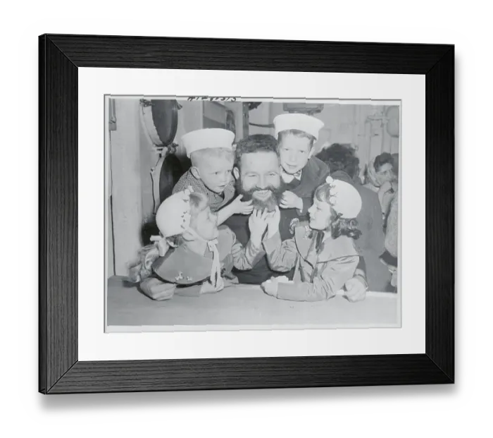 Framed Print : Children Touching Father's Beard Framed Print : Children Touching Father's Beard