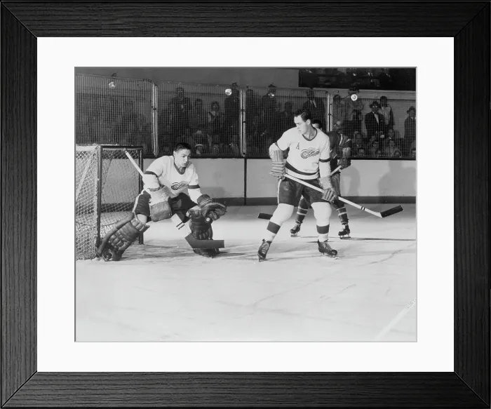 Framed Print : Terry Sawchuk Blocking a Shot Framed Print : Terry Sawchuk Blocking a Shot