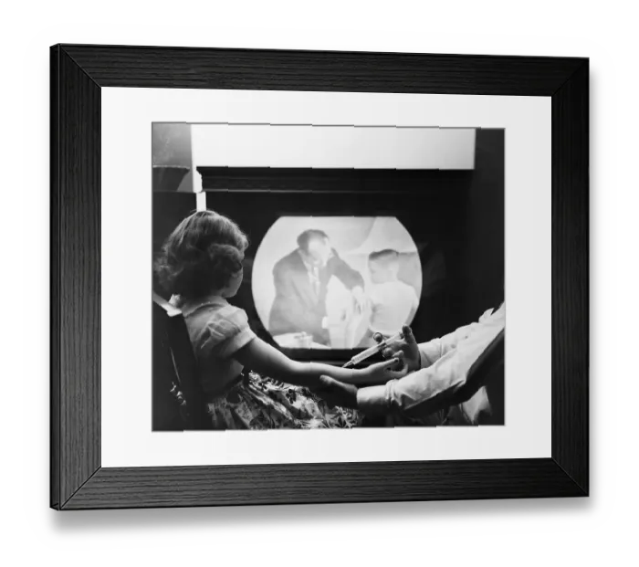 Framed Print : Inoculated Child Watching Television Framed Print : Inoculated Child Watching Television