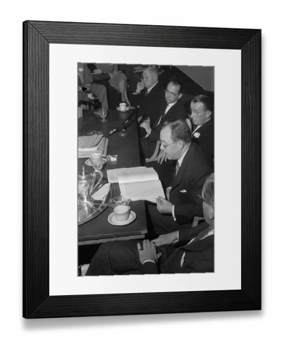 Framed Print : Reporters Obtaining Information at Physicians Meeting on Salk Vaccine