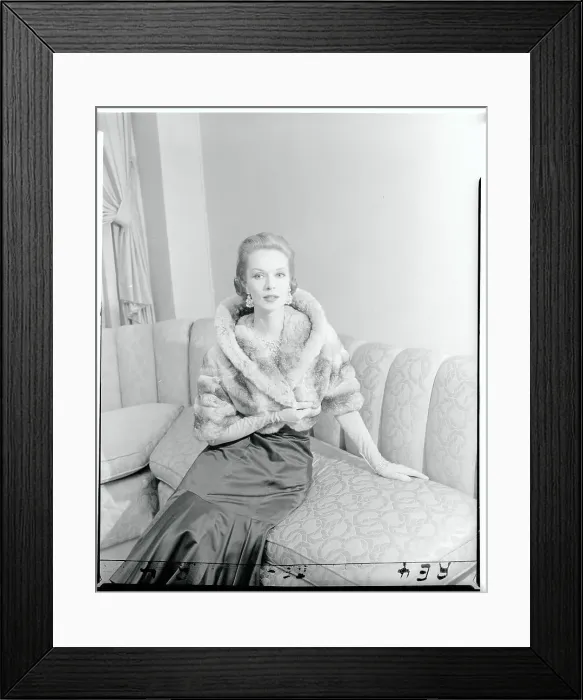 Framed Print : Woman Modeling Fur Jacket Framed Print : Woman Modeling Fur Jacket