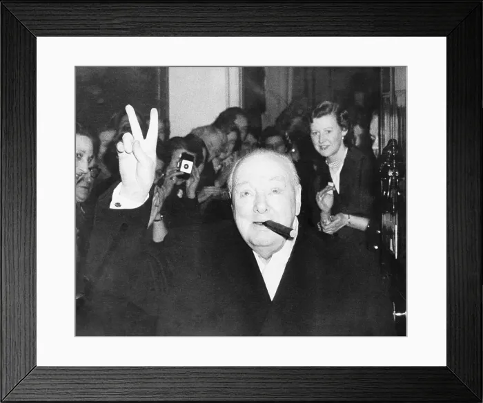 Framed Print : Churchill Giving V Sign Framed Print : Churchill Giving V Sign