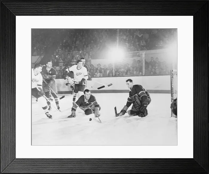 Framed Print : Hockey Players Fighting for Puck Possession Framed Print : Hockey Players Fighting for Puck Possession
