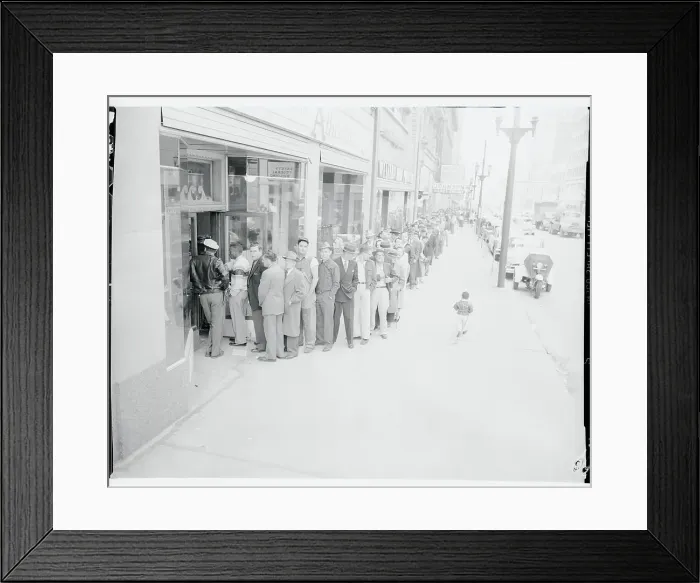 Framed Print : People in Ticket Line Framed Print : People in Ticket Line