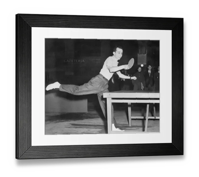 Framed Print : Dick Miles Playing Table Tennis