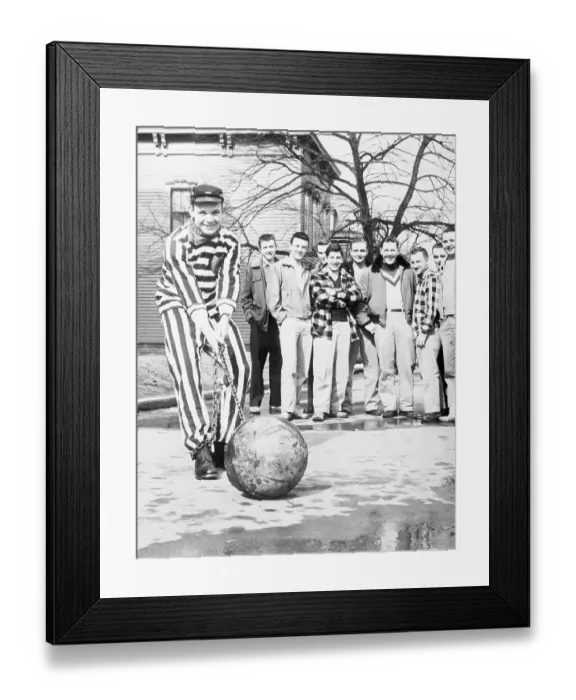 Framed Print : Bill Hart Pulling a Ball and Chain