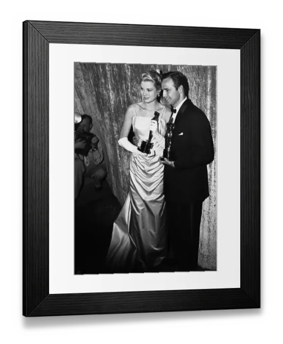 Framed Print : Grace Kelly and Marlon Brando with Oscar Awards Framed Print : Grace Kelly and Marlon Brando with Oscar Awards