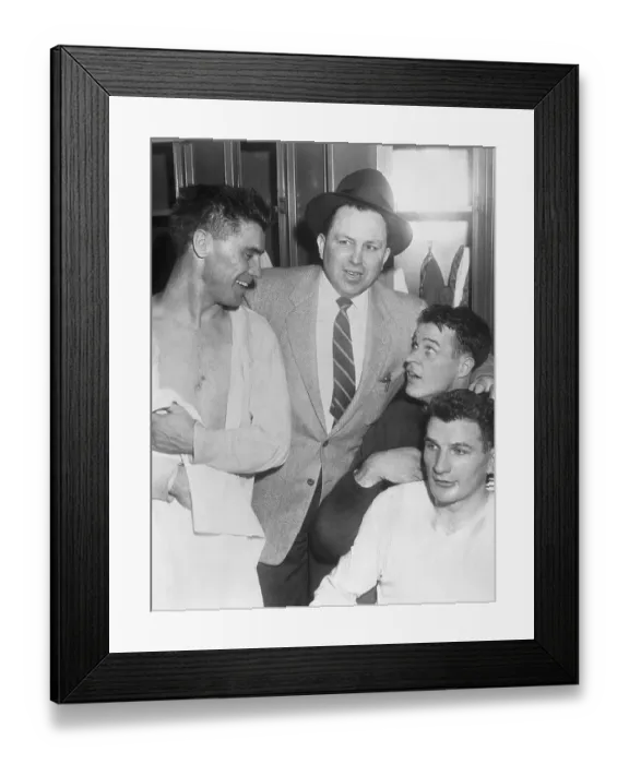 Framed Print : Gordie Howe With Coach and Teammates Framed Print : Gordie Howe With Coach and Teammates