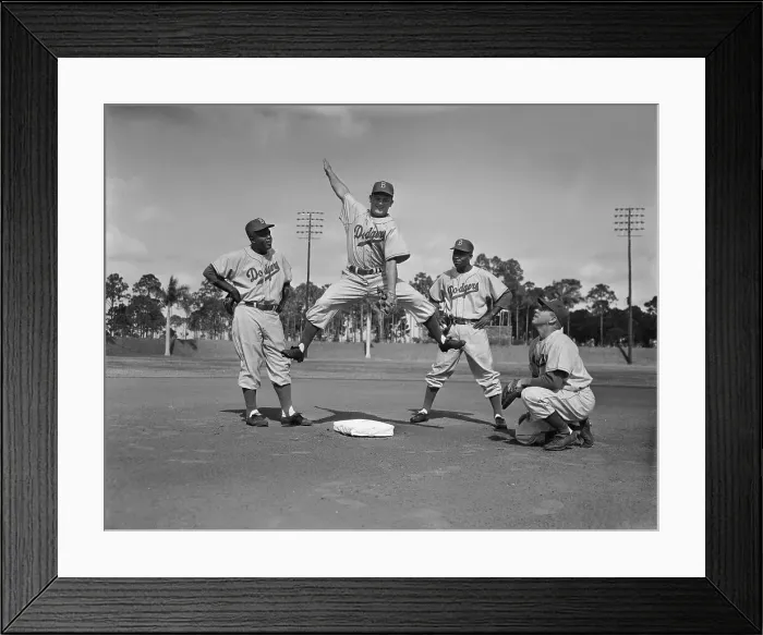 Framed Print : Dodger Players Making Special Pose for Camera Framed Print : Dodger Players Making Special Pose for Camera