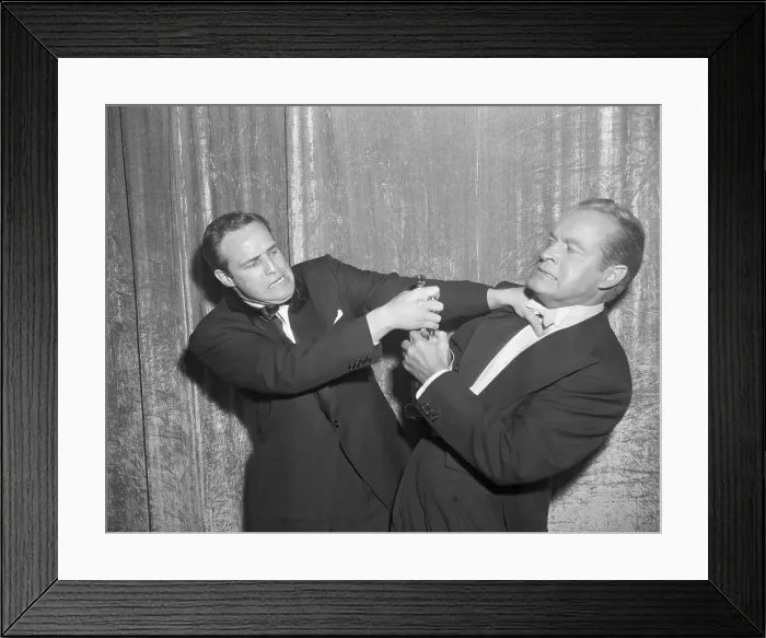 Framed Print : Marlon Brando Playfully Attacks Bob Hope Framed Print : Marlon Brando Playfully Attacks Bob Hope