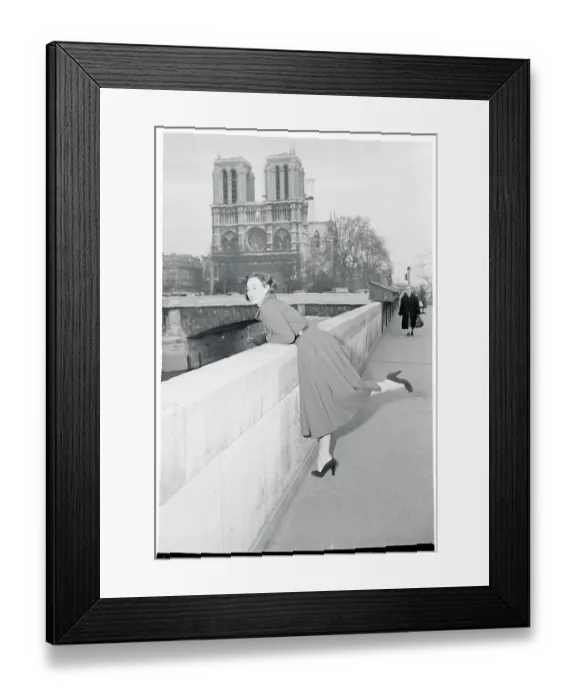 Framed Print : Paulette Goddard Looking at the Seine River Framed Print : Paulette Goddard Looking at the Seine River