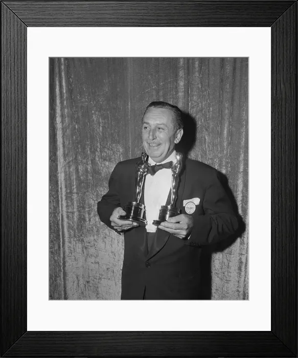 Framed Print : Walt Disney Holding Oscar Awards Framed Print : Walt Disney Holding Oscar Awards