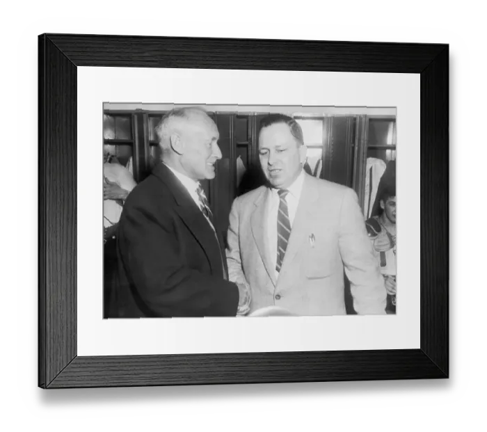 Framed Print : Conn Smythe Shaking Hands with Jim Skinner Framed Print : Conn Smythe Shaking Hands with Jim Skinner