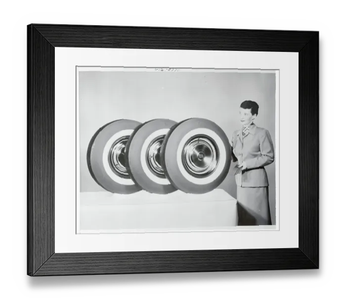 Framed Print : Woman Posing Next to Tires Framed Print : Woman Posing Next to Tires