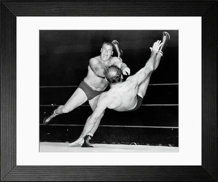 Framed Print : Leo Nomellini Wrestling Against Lou Thesz Framed Print : Leo Nomellini Wrestling Against Lou Thesz