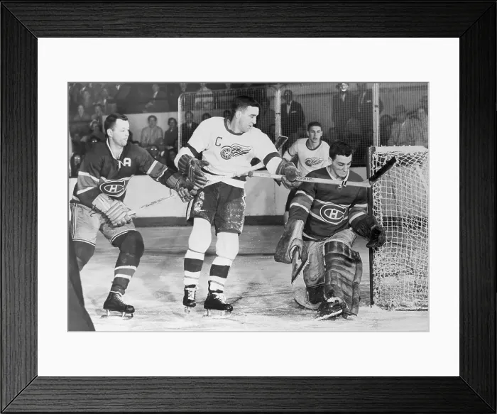 Framed Print : Jacques Plante Blocking a Shot on Goal Framed Print : Jacques Plante Blocking a Shot on Goal