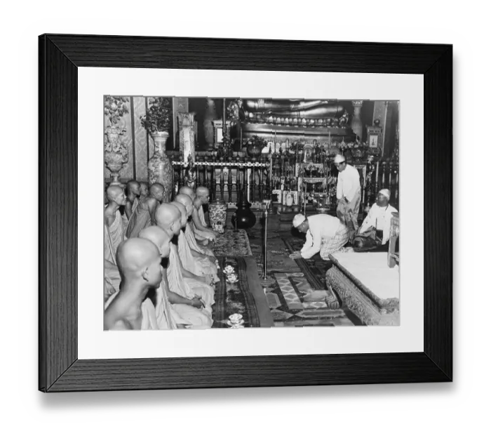 Framed Print : Prime Minister U Nu Paying Homage to Buddhist Priests Framed Print : Prime Minister U Nu Paying Homage to Buddhist Priests