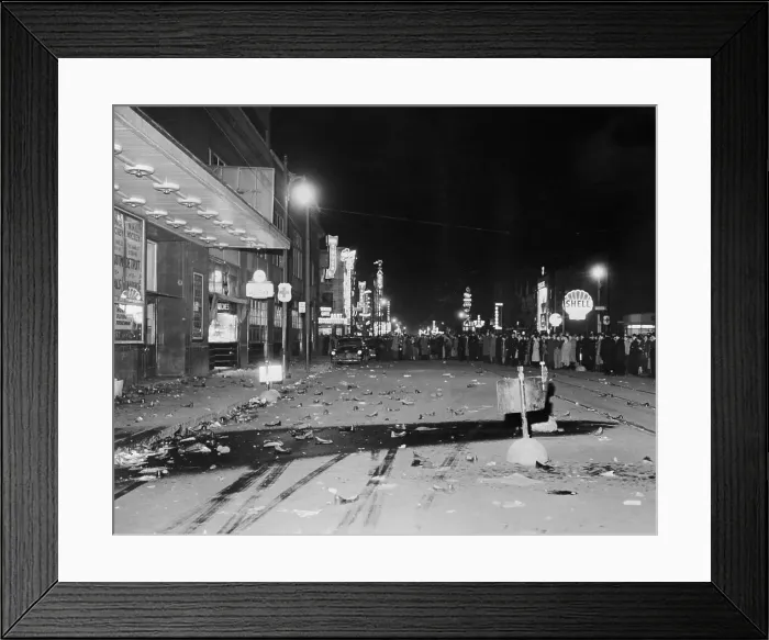 Framed Print : Police Holding Back Crowd of Demonstrators