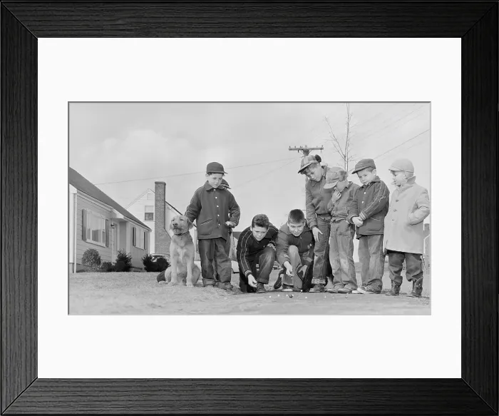 Framed Print : Boys Playing Marbles Framed Print : Boys Playing Marbles