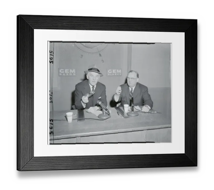 Framed Print : Walter Winchell Speaking with Homer Capehart on Television Show Framed Print : Walter Winchell Speaking with Homer Capehart on Television Show